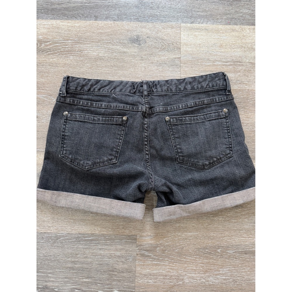 Free People Black Cuffed Denim Shorts W29 Low Rise Faded Wash - Picture 8 of 10